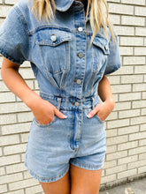 Load image into Gallery viewer, Daring Babe Denim Romper
